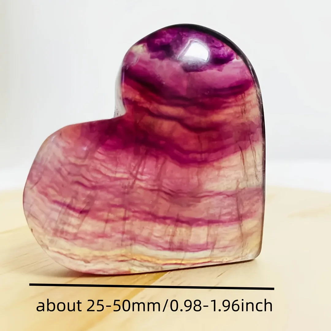 1/2pcs Natural Rainbow Fluorite Heart Carving,
