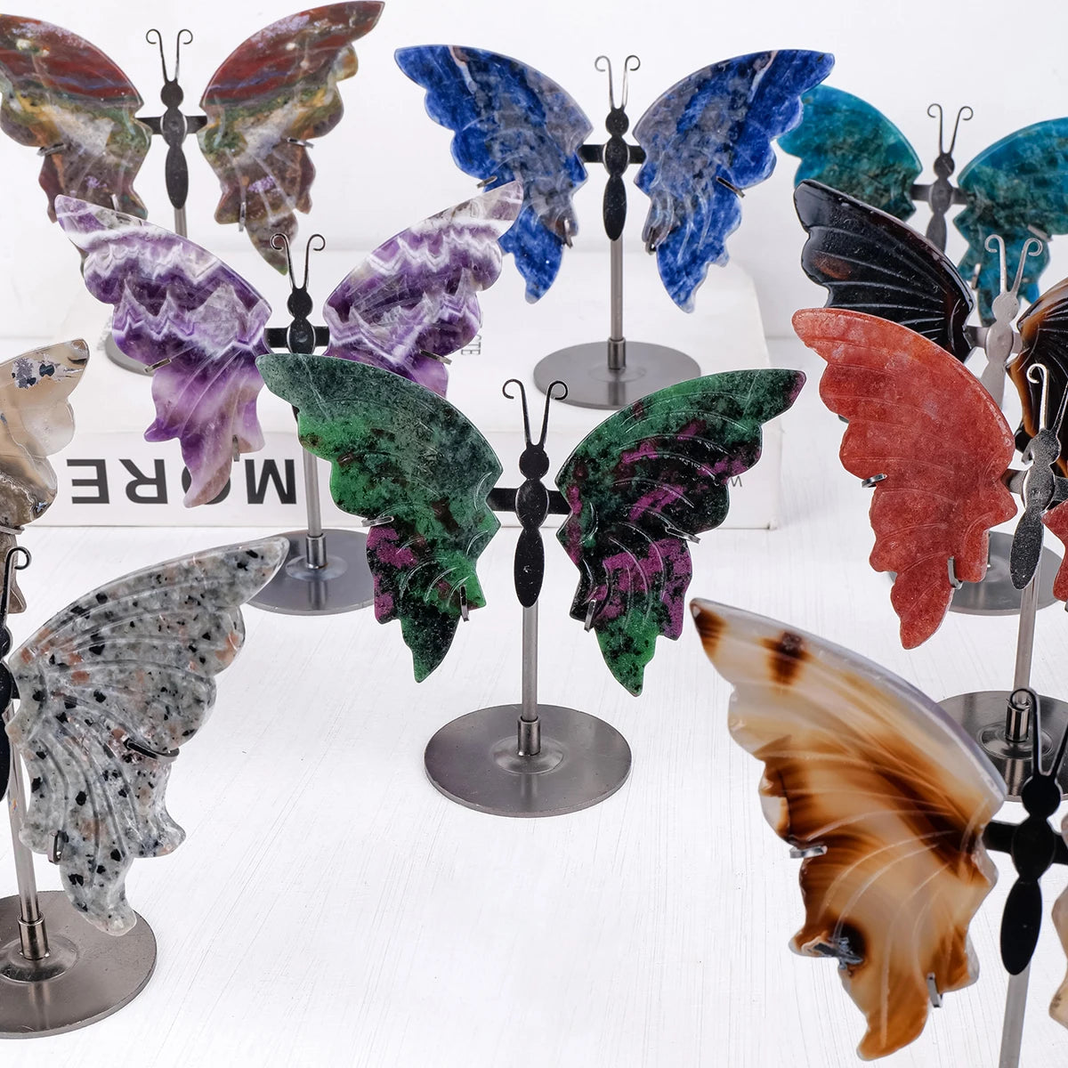 Elegant Rock Crystal Butterfly Wings, Natural Home & Office Decor, Romantic Gift for Christmas and Special Occasions