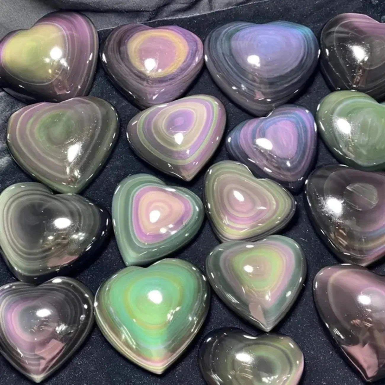 Bohemian Rainbow Obsidian Heart - Polished Stone Charm