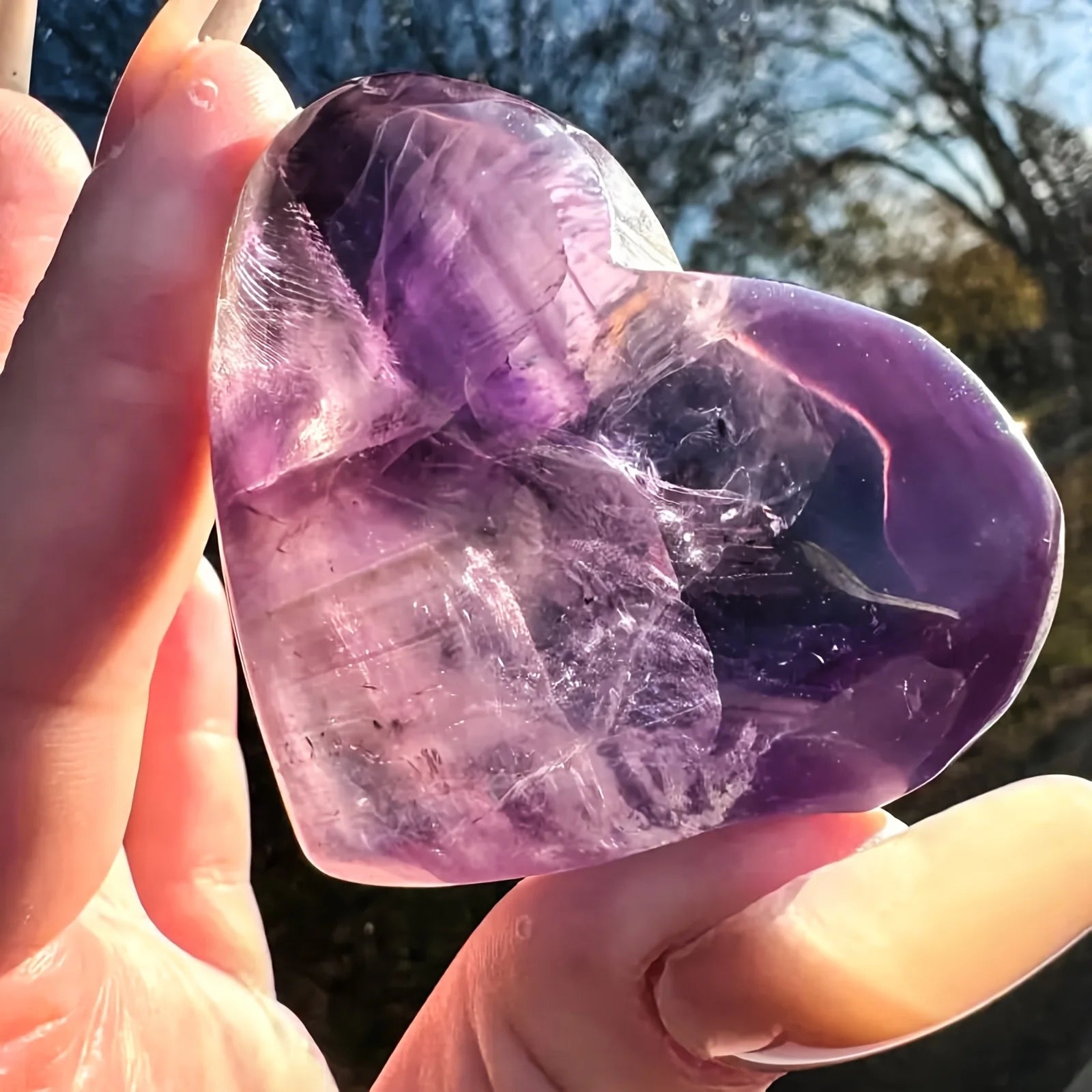 1pc Natural Amethyst Heart-Shaped Crystal Carving
