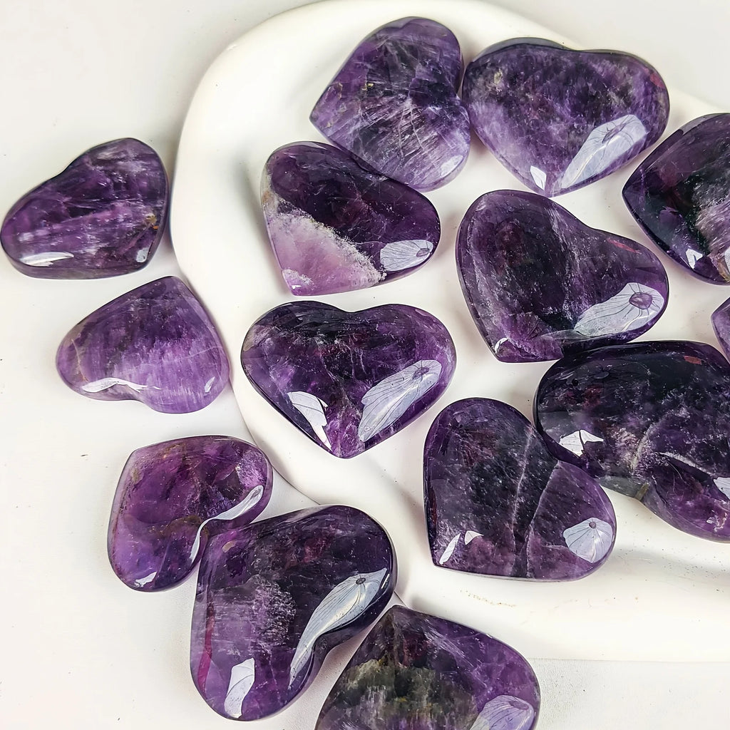 1pc Natural Amethyst Heart-Shaped Crystal Carving