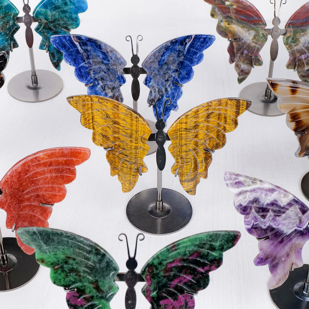Elegant Rock Crystal Butterfly Wings, Natural Home & Office Decor, Romantic Gift for Christmas and Special Occasions