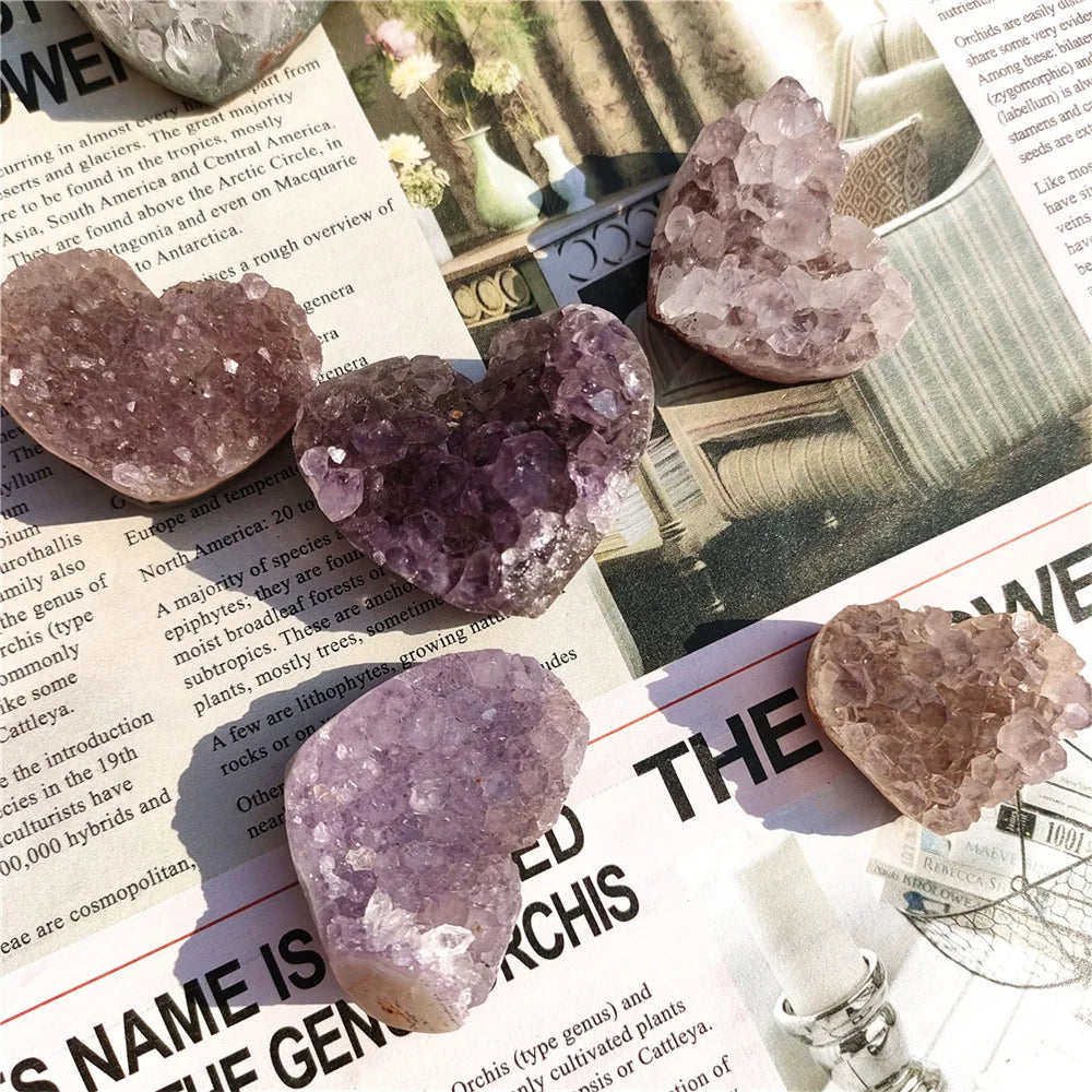 Natural Purple Amethyst Cluster Heart Shape Rough