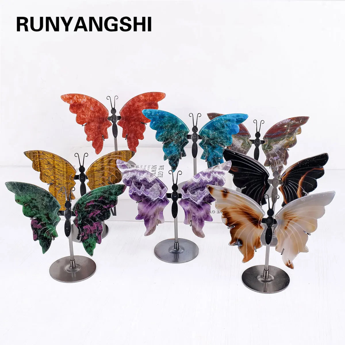 Elegant Rock Crystal Butterfly Wings, Natural Home & Office Decor, Romantic Gift for Christmas and Special Occasions