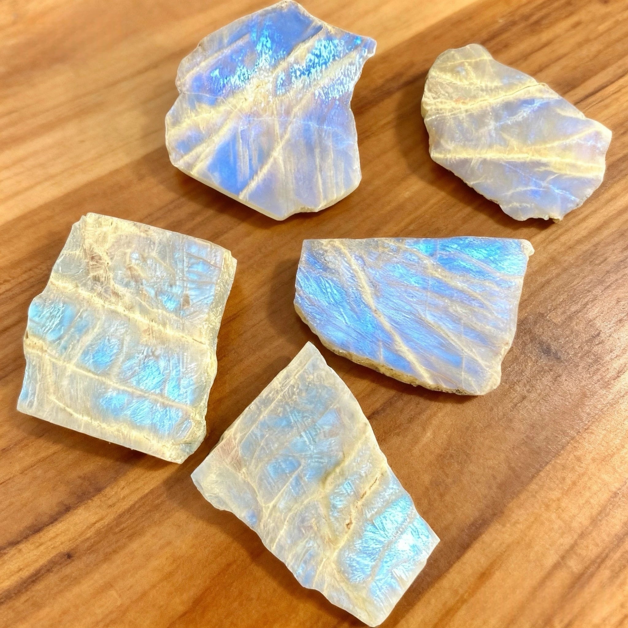 1PC Blue Moonstone Slice-Irregular Shape-Slicesunique Luster Texture Stone for Home Decor&Interior Decor,Elegant Decor Piece