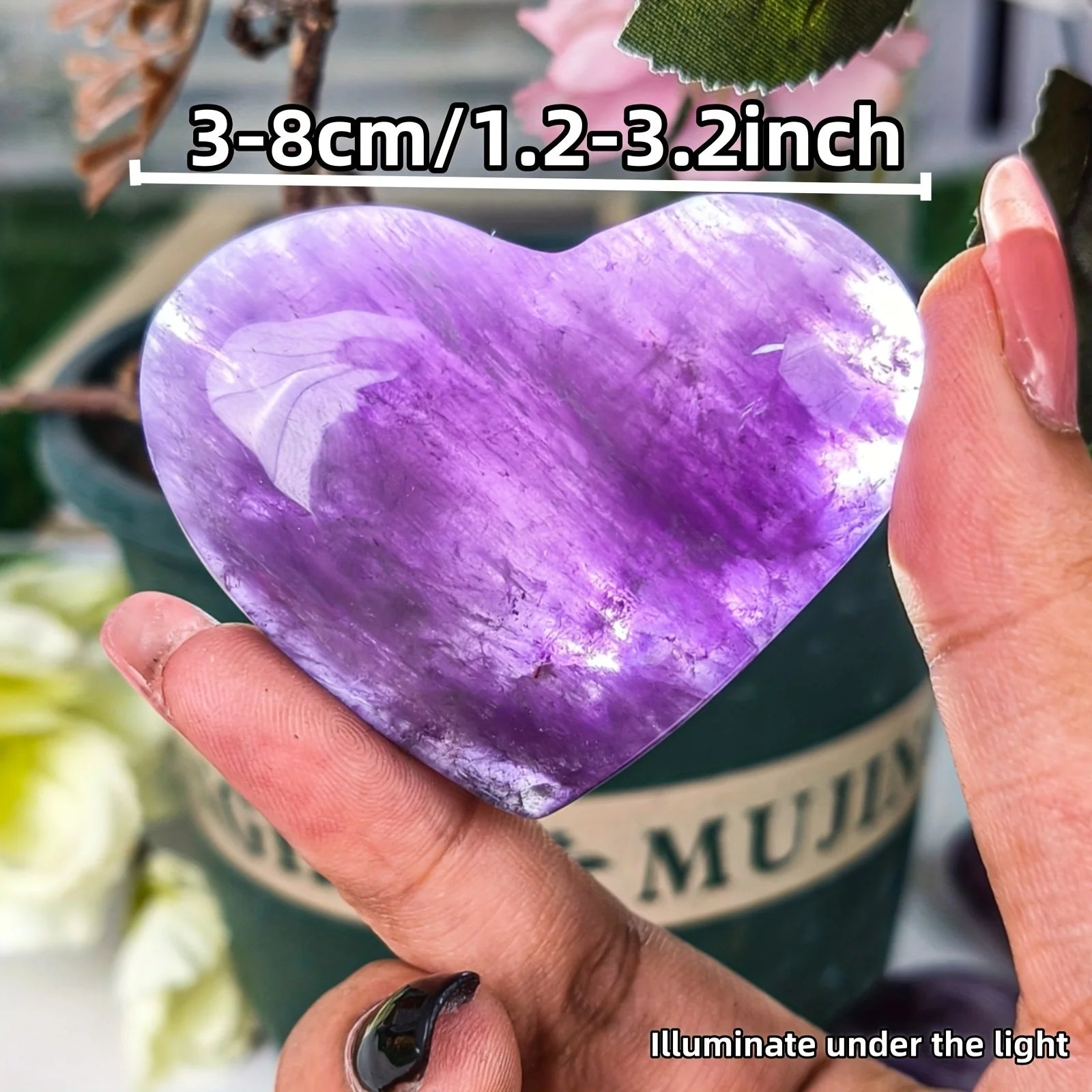 1pc Natural Amethyst Heart-Shaped Crystal Carving