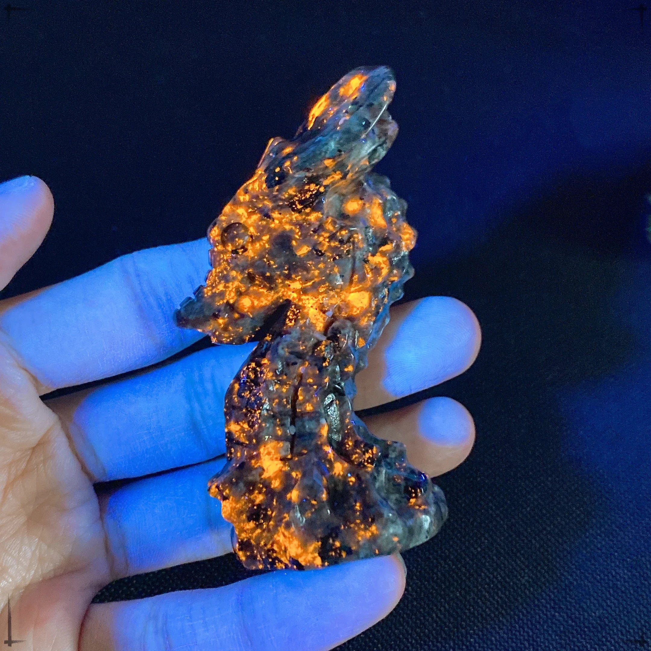 Natural Yooperlite Crystal Quartz Dragon Head Hand Carved