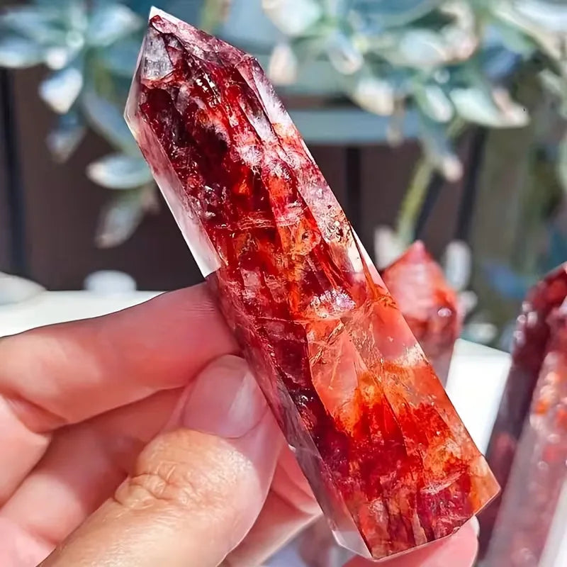 Natural Fire Quartz Towers Obelisk Crystal Tower, Perfect Gift, Magic Point Healing Stone Obelisk Wand Stone Home Decor