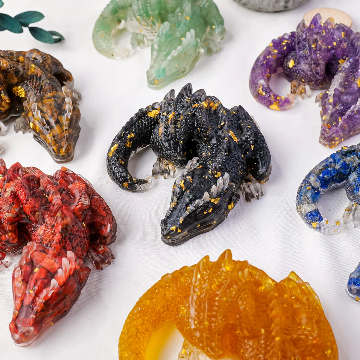 1PC Natural Crystal Stone Wolong Statue Reiki Stone Dragon Figurine Amulet Fengshui Sculpture for Home Office Decoration