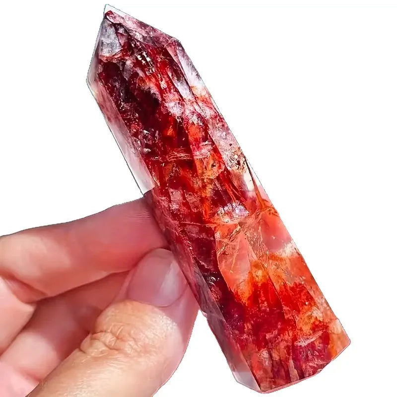 Natural Fire Quartz Towers Obelisk Crystal Tower, Perfect Gift, Magic Point Healing Stone Obelisk Wand Stone Home Decor
