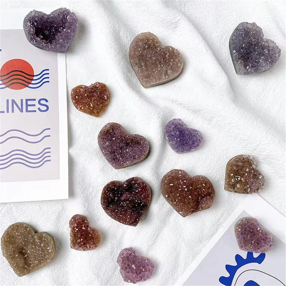 Natural Purple Amethyst Cluster Heart Shape Rough
