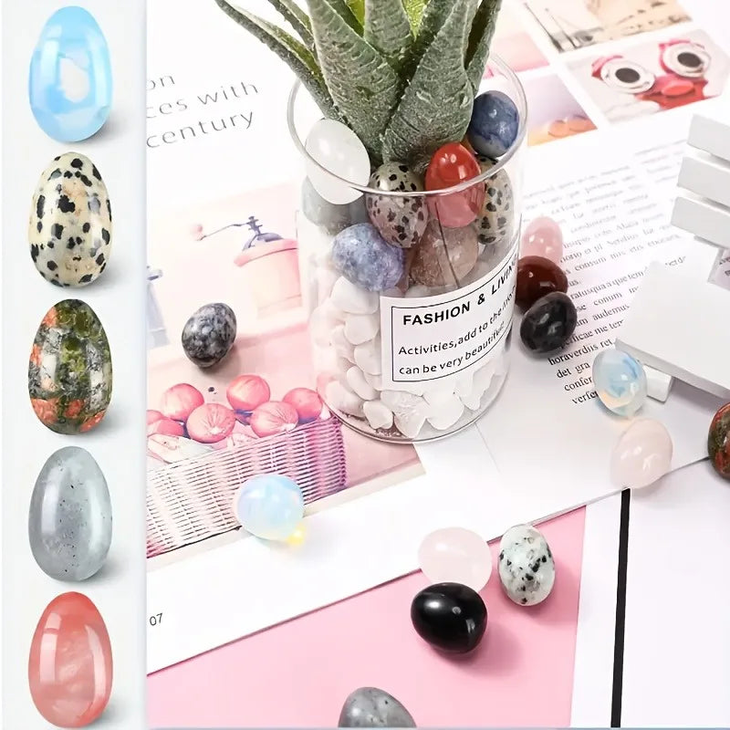 12 PCS Egg Polished Crystal