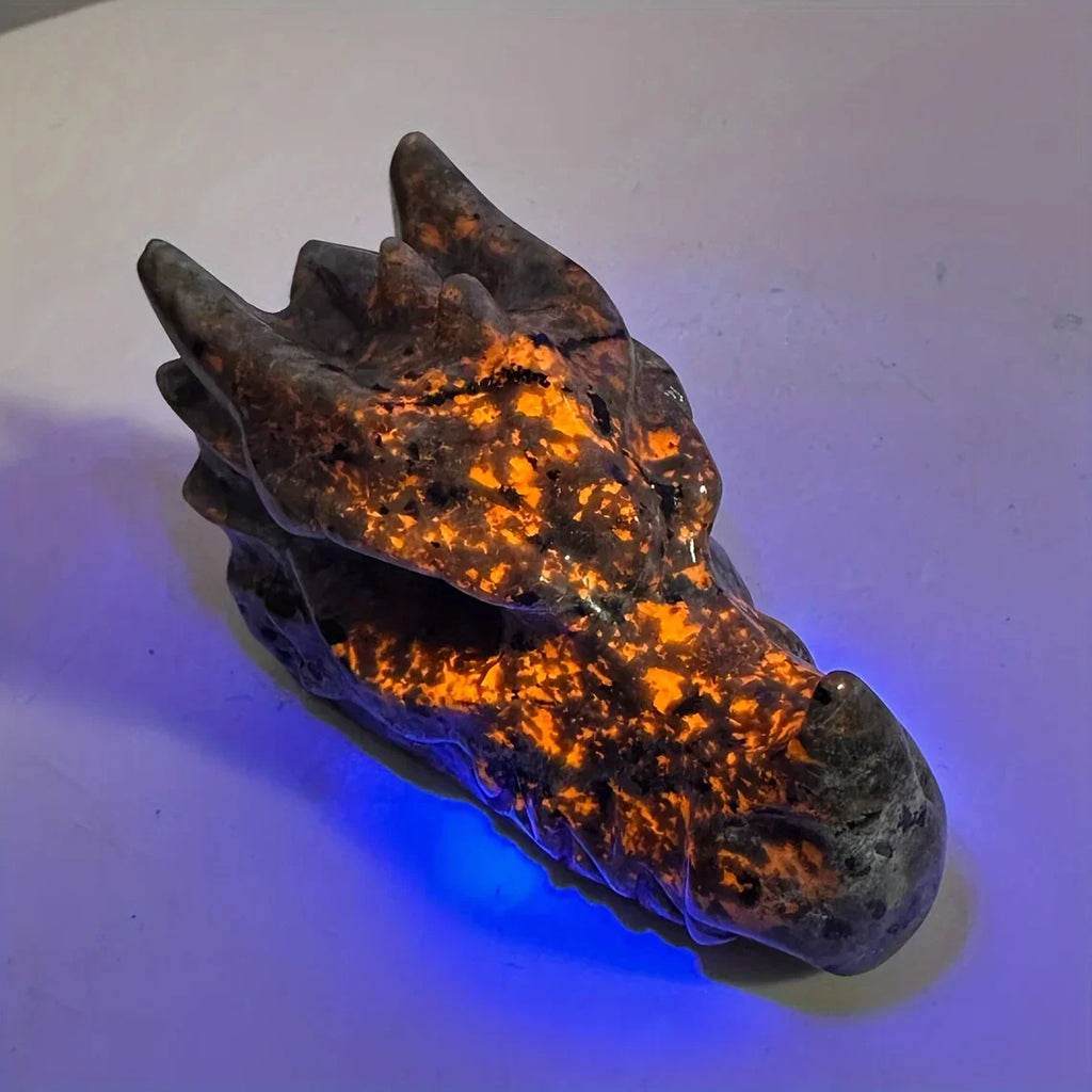 1pc Dragon Skull Decoration, Hand-Carved Quartz Ornament Stone Home Decor, Unique Gift -Jewelry Patterns