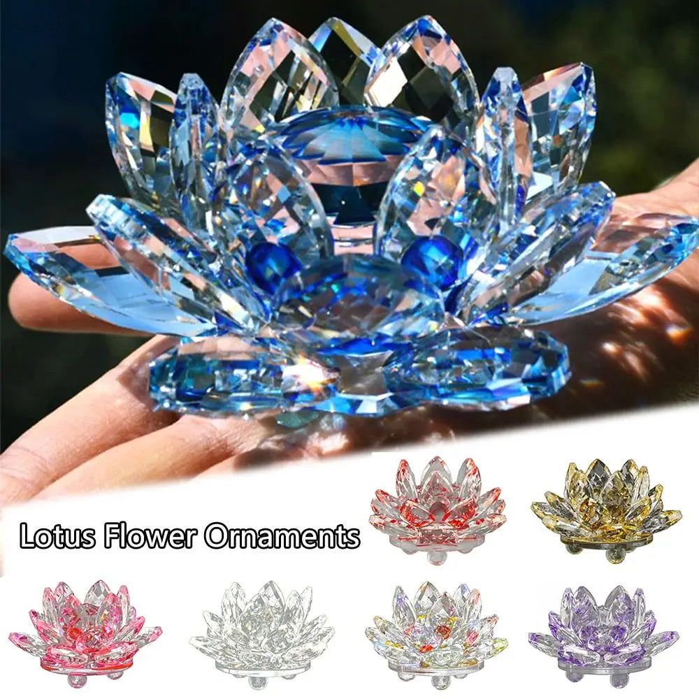 Feng shui Quartz Crystal Lotus Flower Crafts Glass Paperweight Ornaments Figurines Home Wedding Party Decor Gifts Souvenir