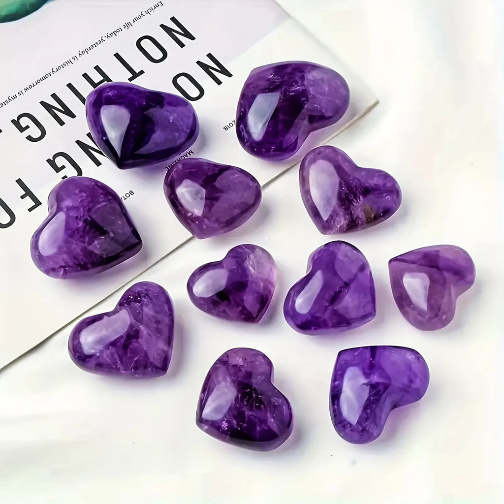 1pc Natural Amethyst Heart-Shaped Crystal Carving