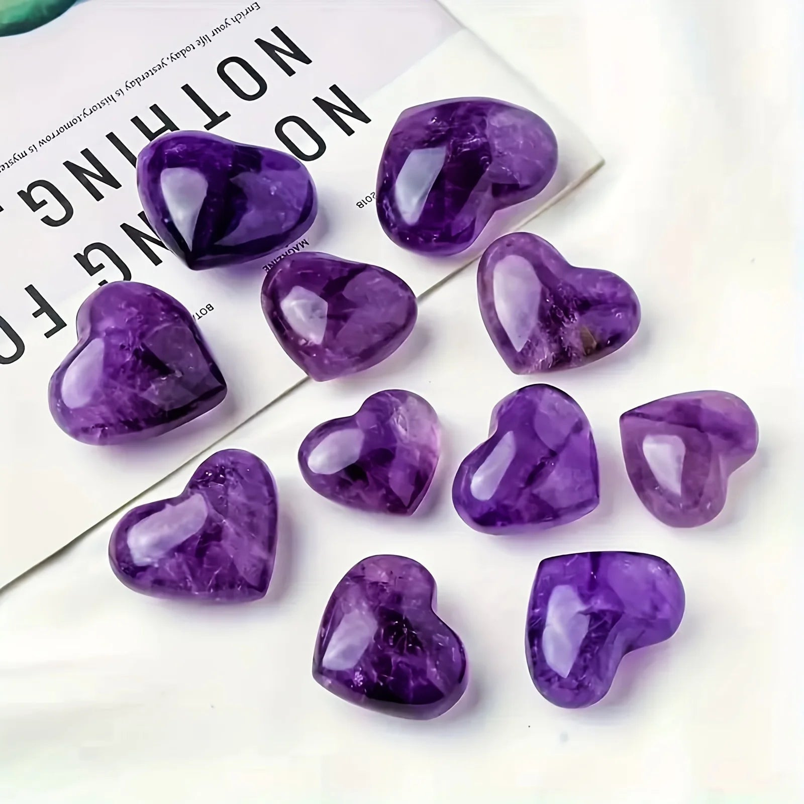 1pc Natural Amethyst Heart-Shaped Crystal Carving