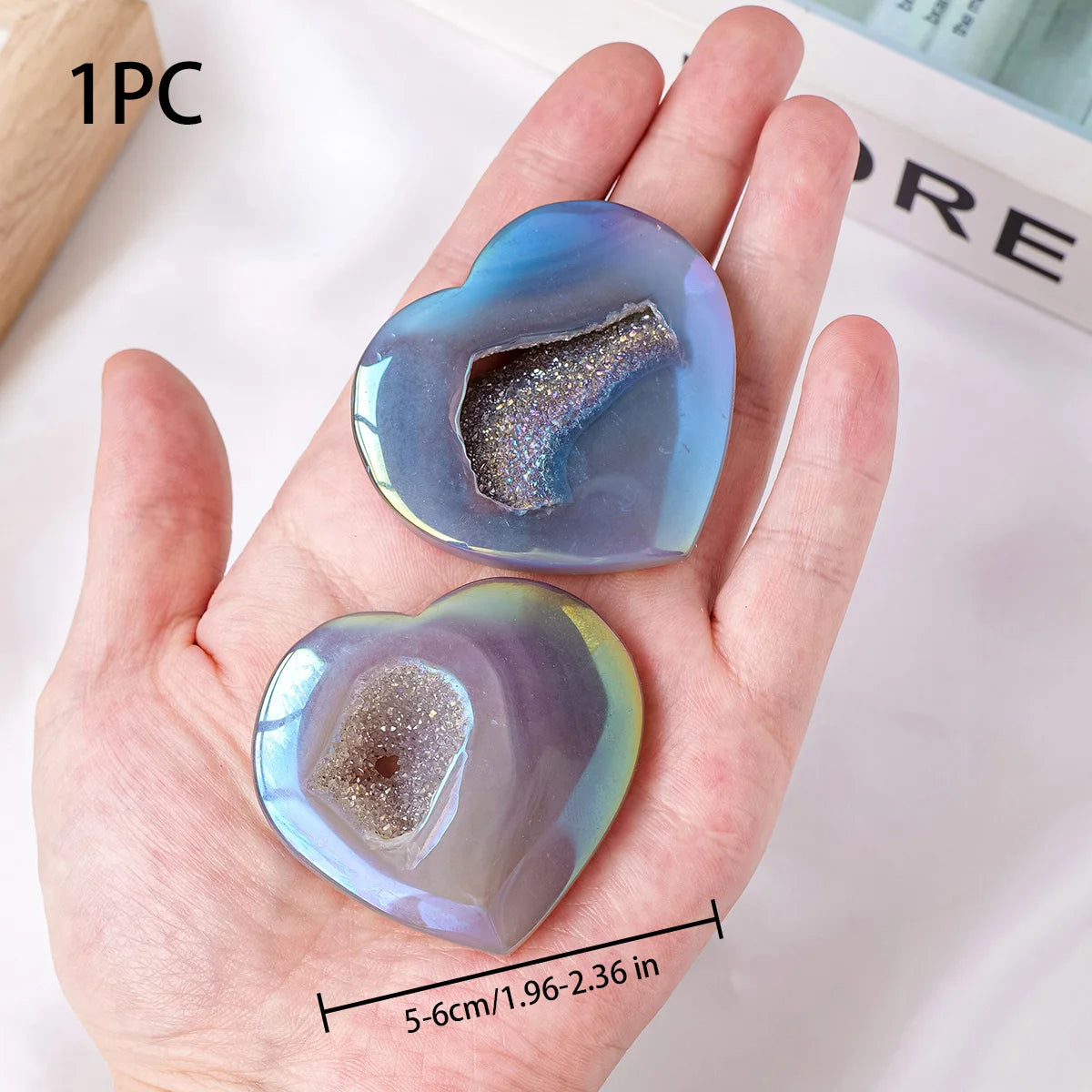 1pc Natural Crystal Aura Agate Crystal Cave Love Palmstone