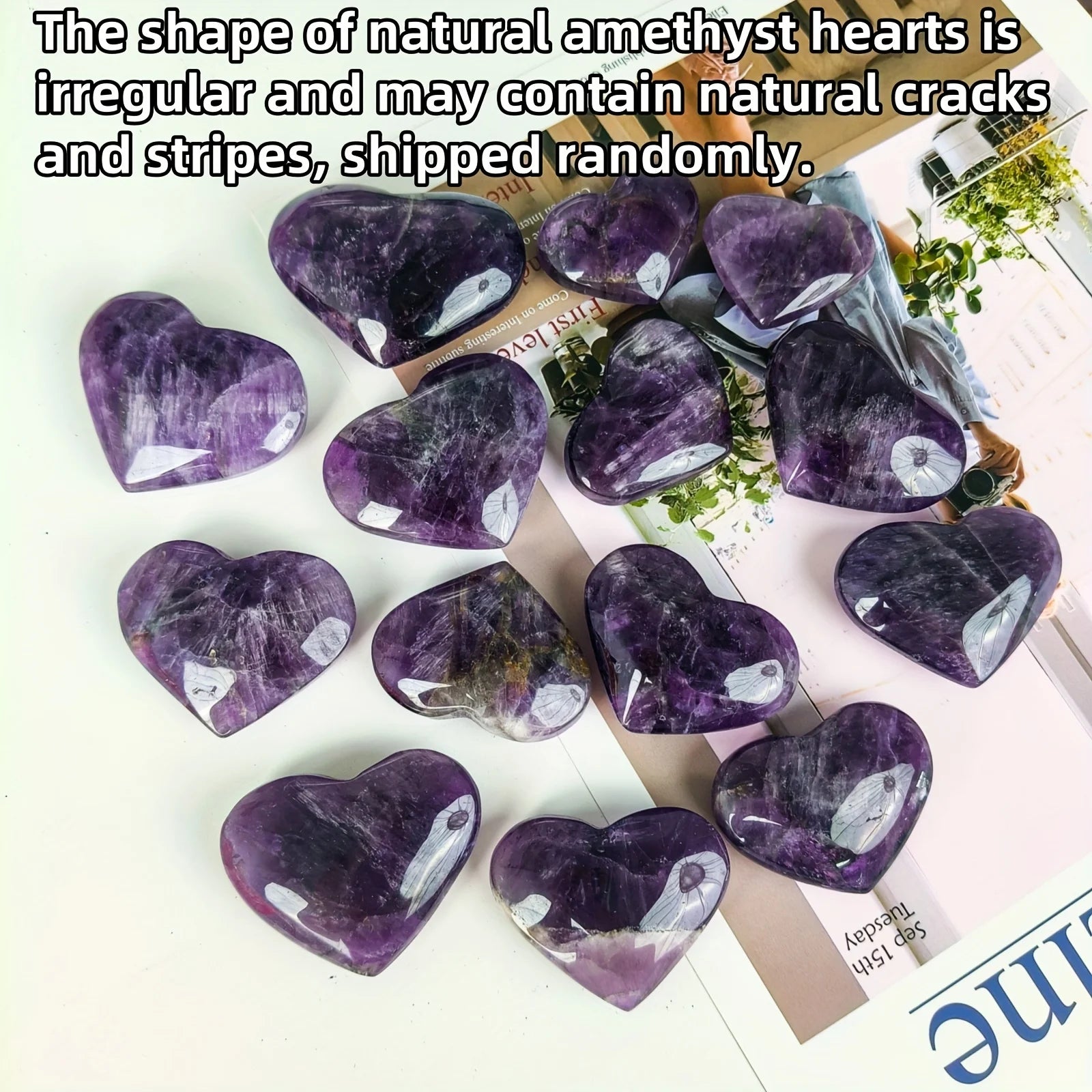 1pc Natural Amethyst Heart-Shaped Crystal Carving