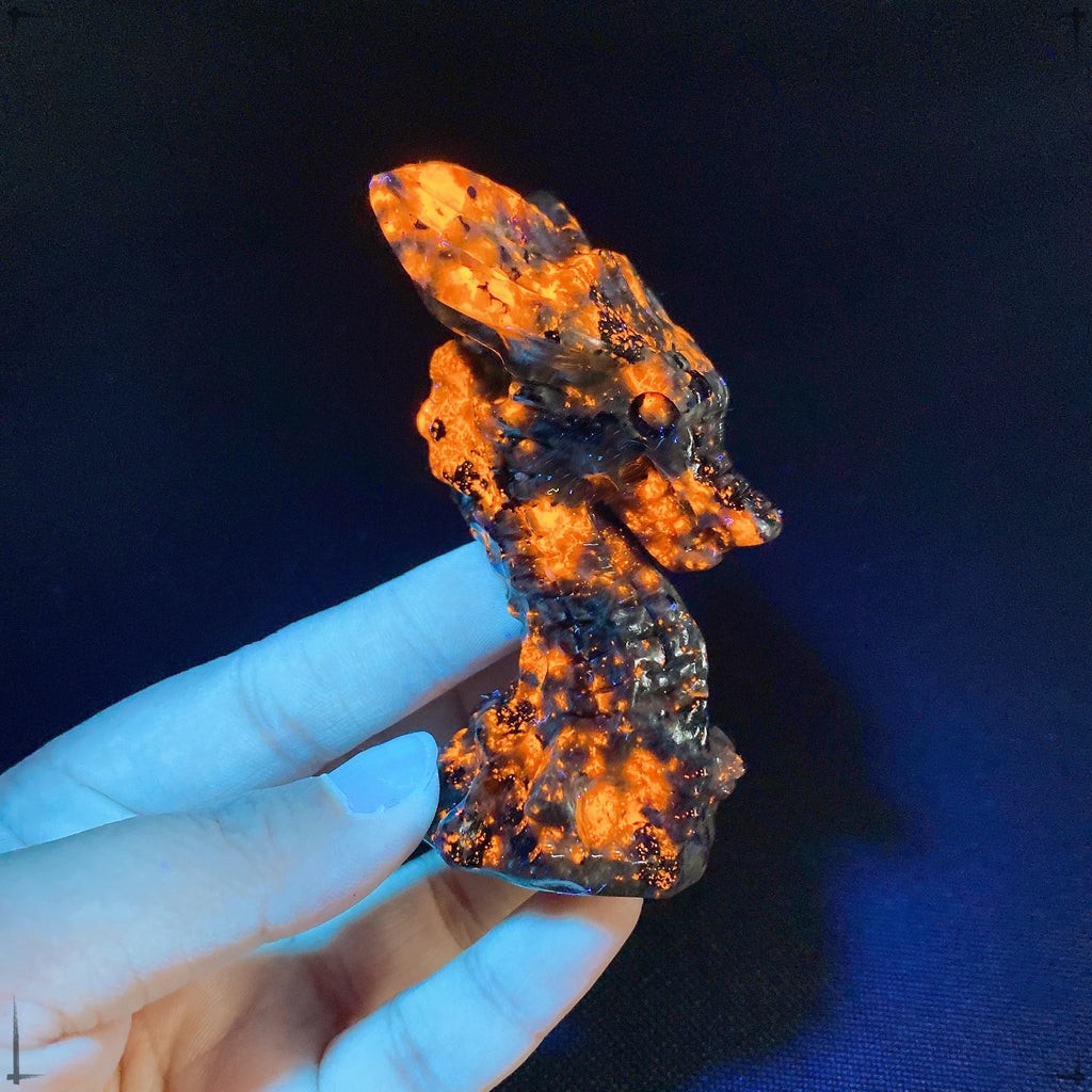 Natural Yooperlite Crystal Quartz Dragon Head Hand Carved
