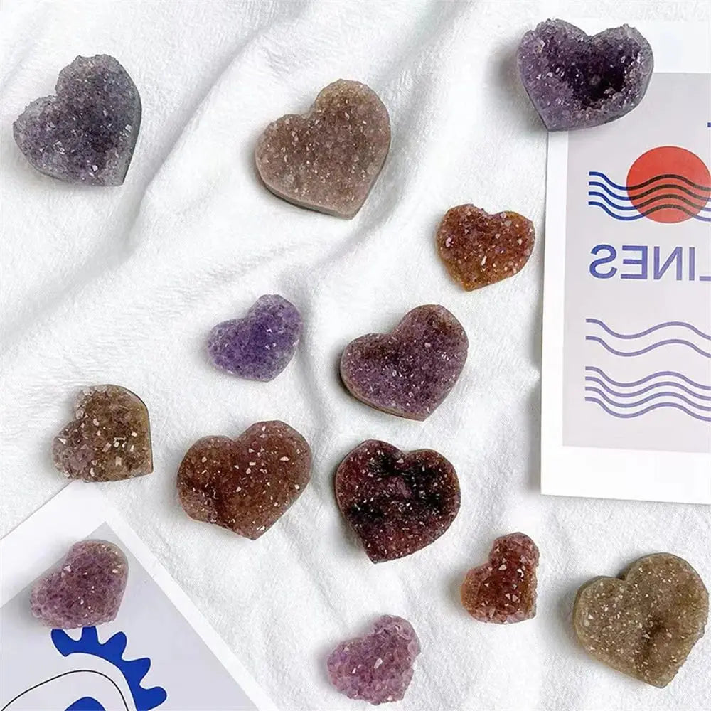 Natural Purple Amethyst Cluster Heart Shape Rough