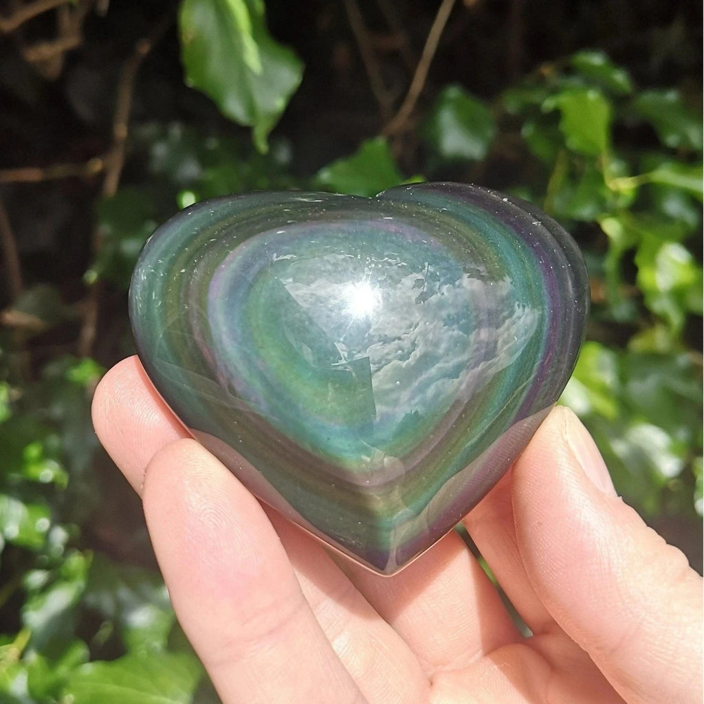 Bohemian Rainbow Obsidian Heart - Polished Stone Charm