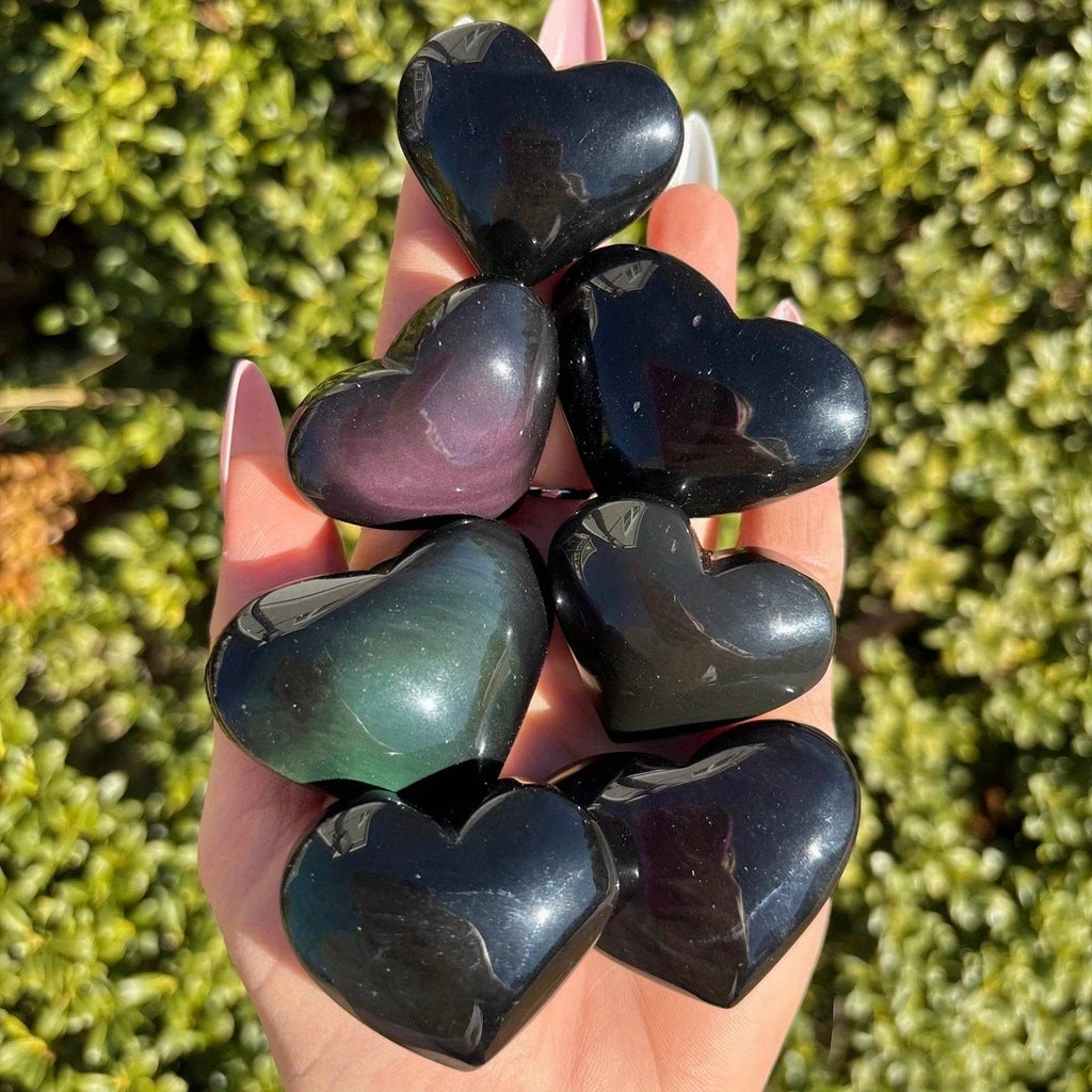 Bohemian Rainbow Obsidian Heart - Polished Stone Charm
