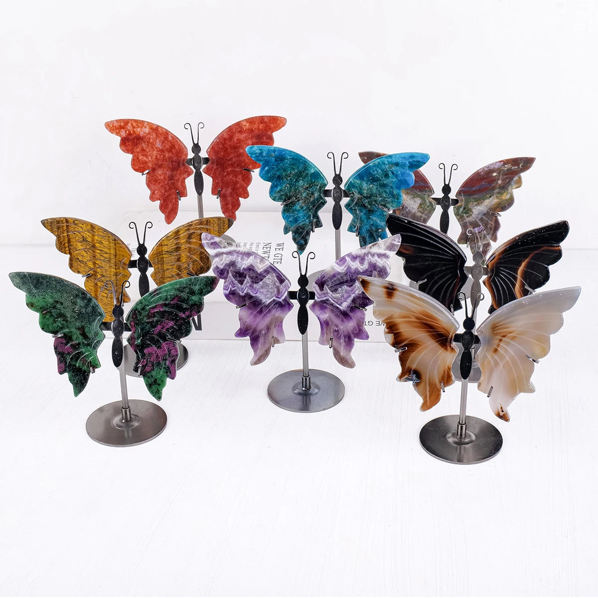 Elegant Rock Crystal Butterfly Wings, Natural Home & Office Decor, Romantic Gift for Christmas and Special Occasions
