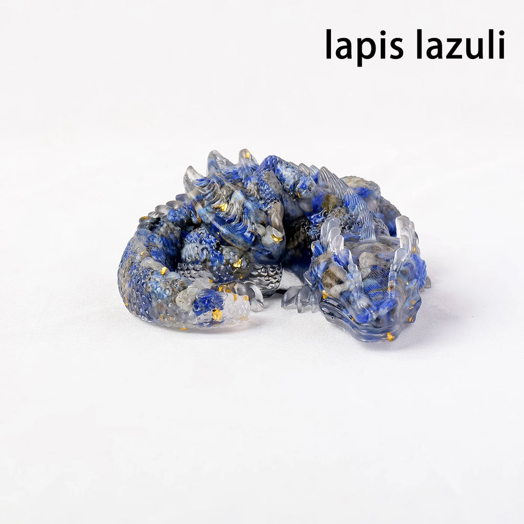 1PC Natural Crystal Stone Wolong Statue Reiki Stone Dragon Figurine Amulet Fengshui Sculpture for Home Office Decoration