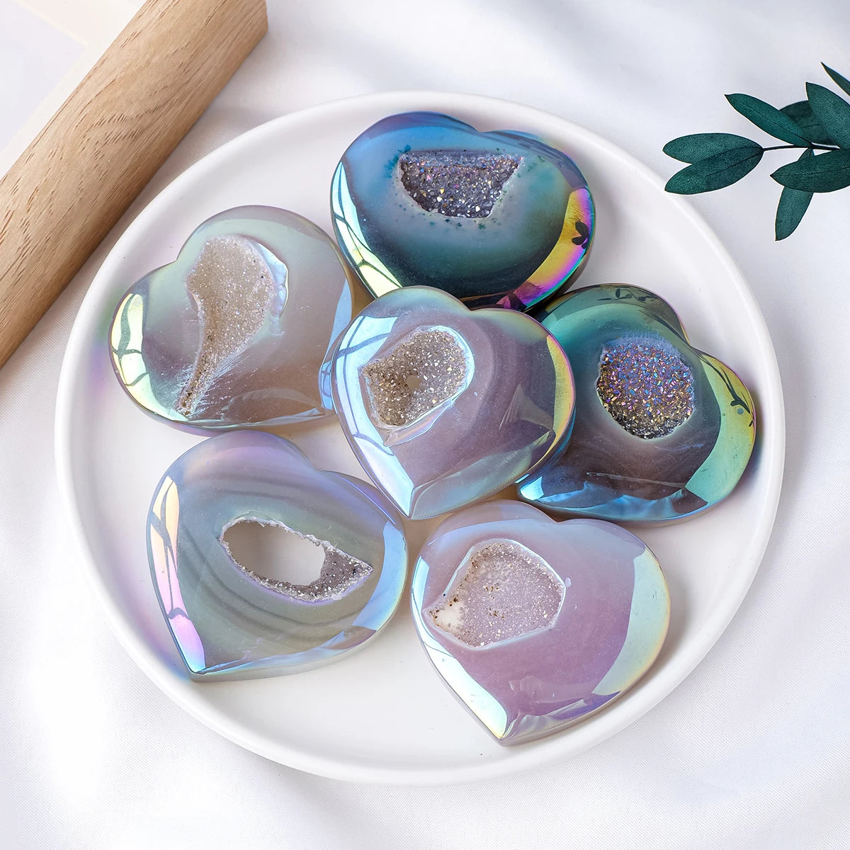 1pc Natural Crystal Aura Agate Crystal Cave Love Palmstone
