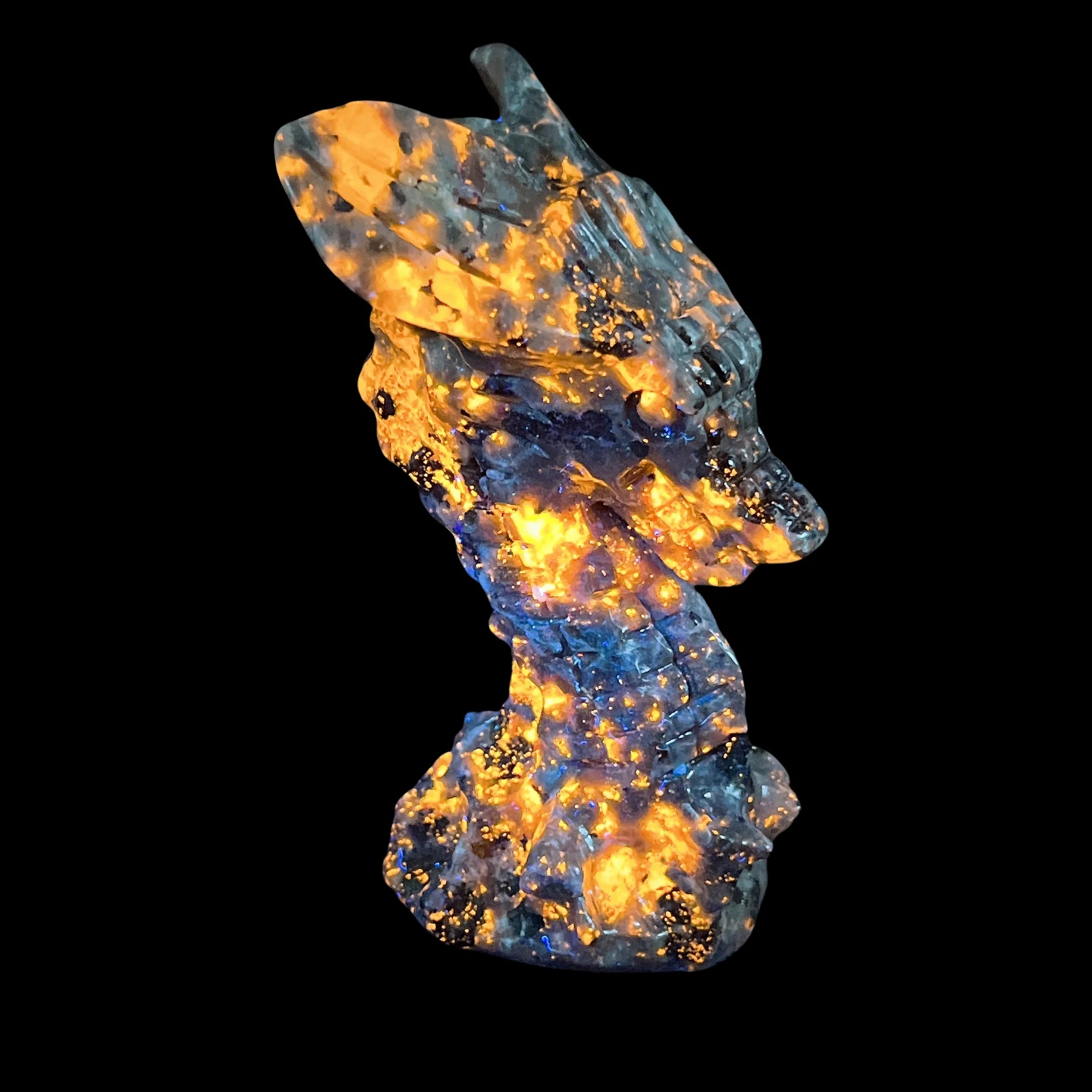 Natural Yooperlite Crystal Quartz Dragon Head Hand Carved
