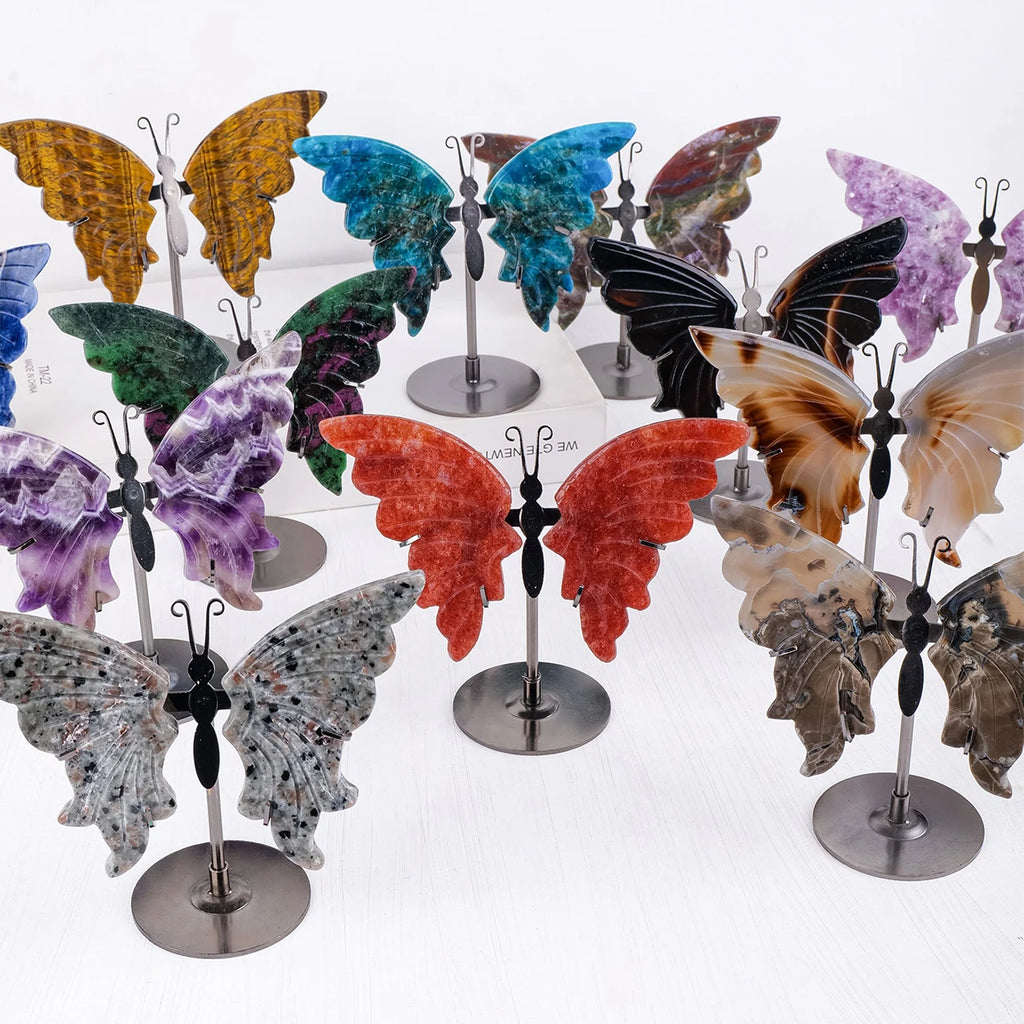 Elegant Rock Crystal Butterfly Wings, Natural Home & Office Decor, Romantic Gift for Christmas and Special Occasions