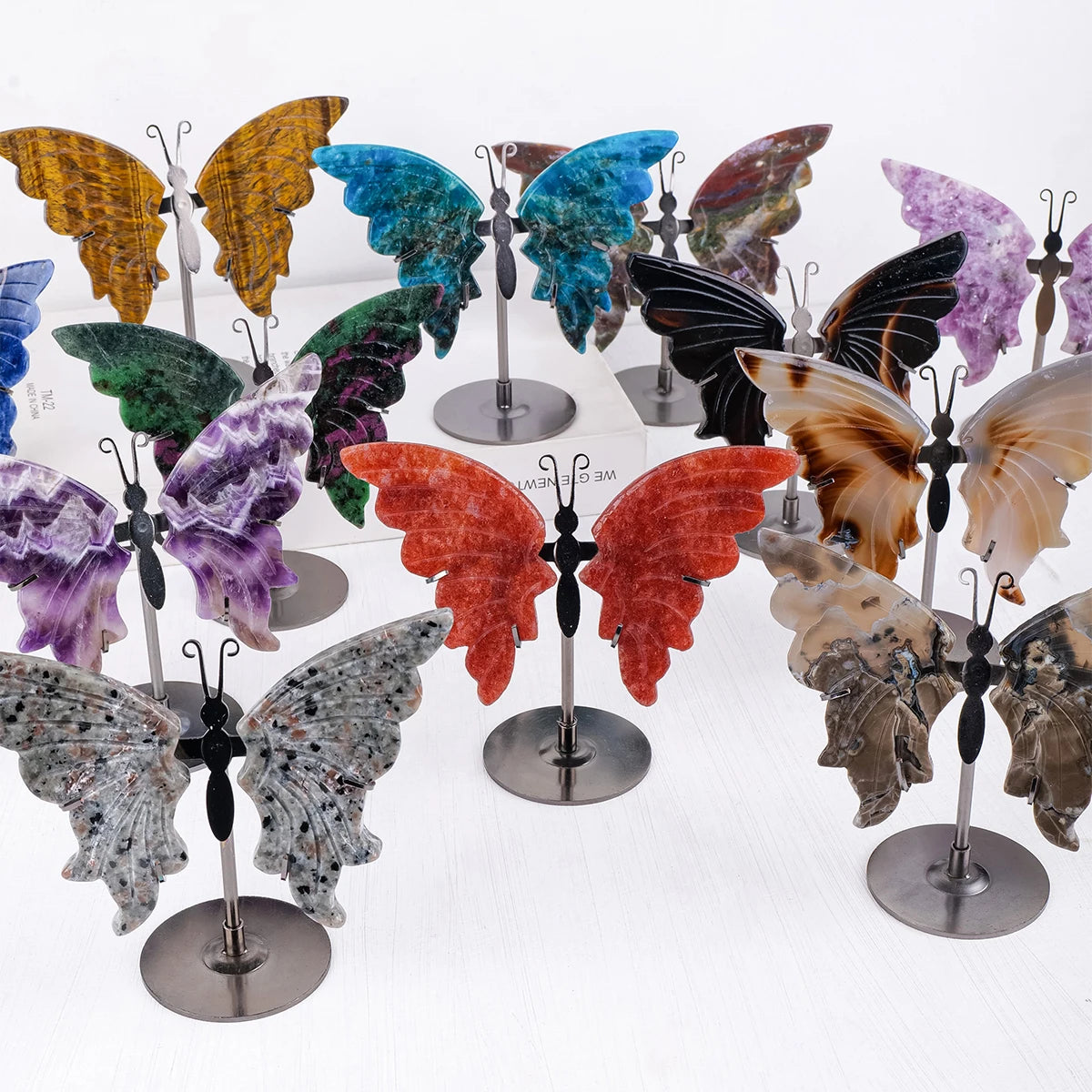 Elegant Rock Crystal Butterfly Wings, Natural Home & Office Decor, Romantic Gift for Christmas and Special Occasions