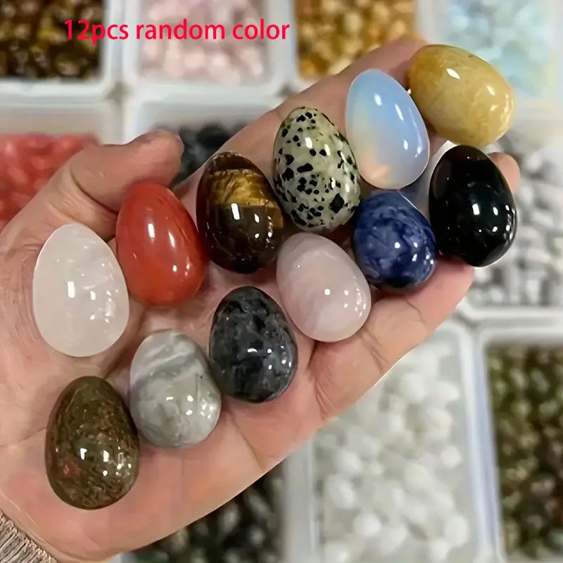 12 PCS Egg Polished Crystal