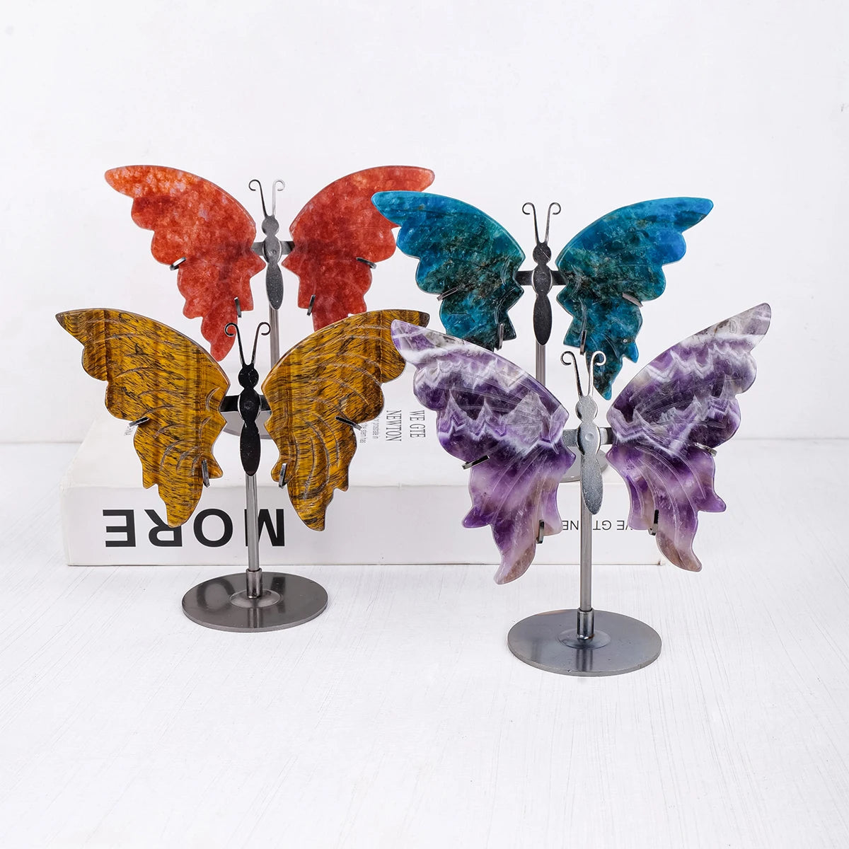Elegant Rock Crystal Butterfly Wings, Natural Home & Office Decor, Romantic Gift for Christmas and Special Occasions