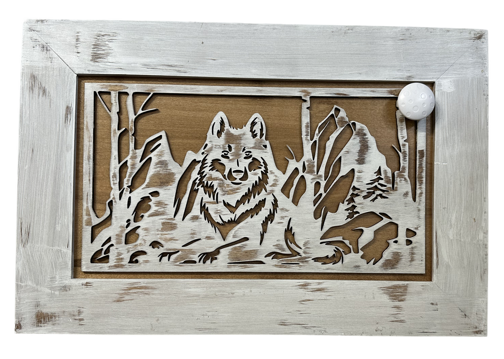 White Wolf Gun Concealment Furniture - Handcrafted Hidden Gun Storage Wall Decor - Hidden Gun Shelf with Magnetic Lock for Quick Access