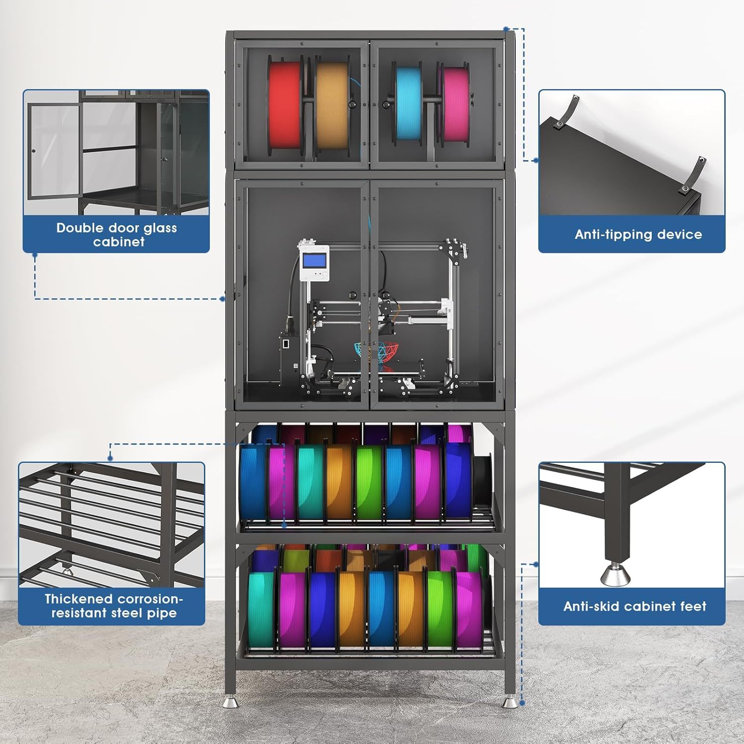 3D Printer Cabinet Filament Storage, Noise Reducing