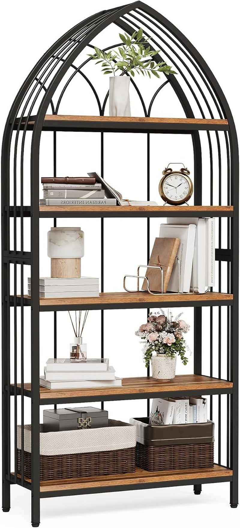 74.8-Inch Tall 5-Tier Bookshelf Organizer Storage Unit