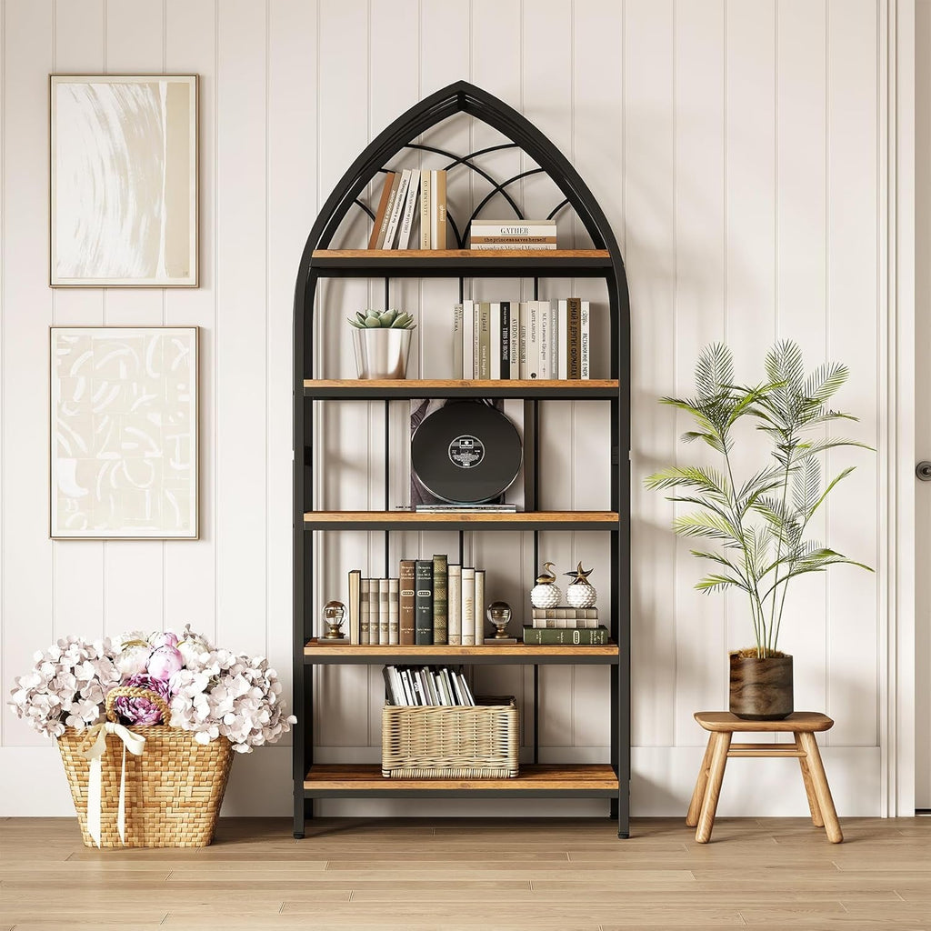 74.8-Inch Tall 5-Tier Bookshelf Organizer Storage Unit