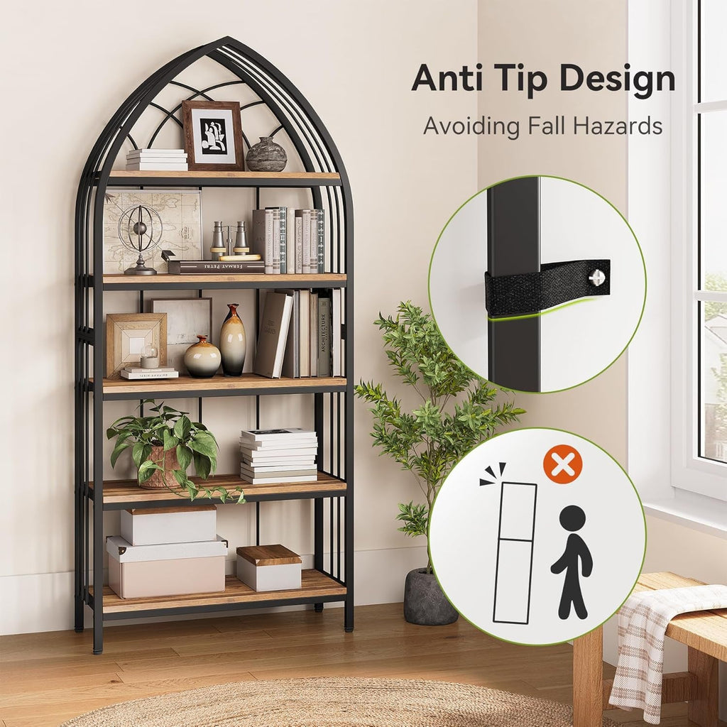74.8-Inch Tall 5-Tier Bookshelf Organizer Storage Unit