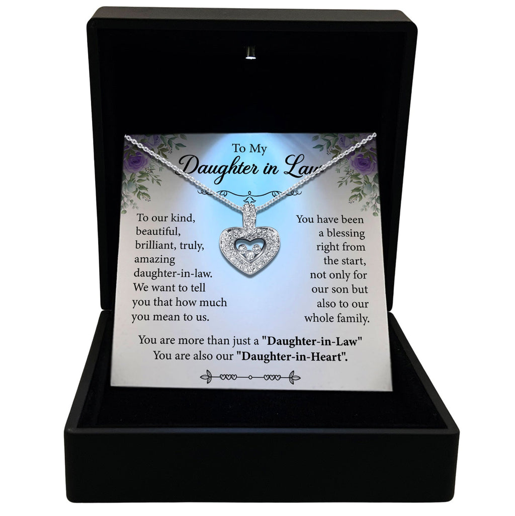 TRYNDI™ To My Beautiful Daughter-in-Law Floating Heart Necklace With Authentic Swarovski Crystals