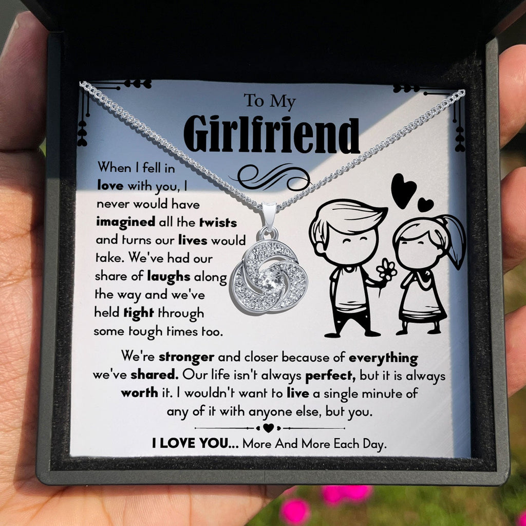 TRYNDI™ To My Girlfriend Floating Heart Necklace With Authentic Swarovski Crystals