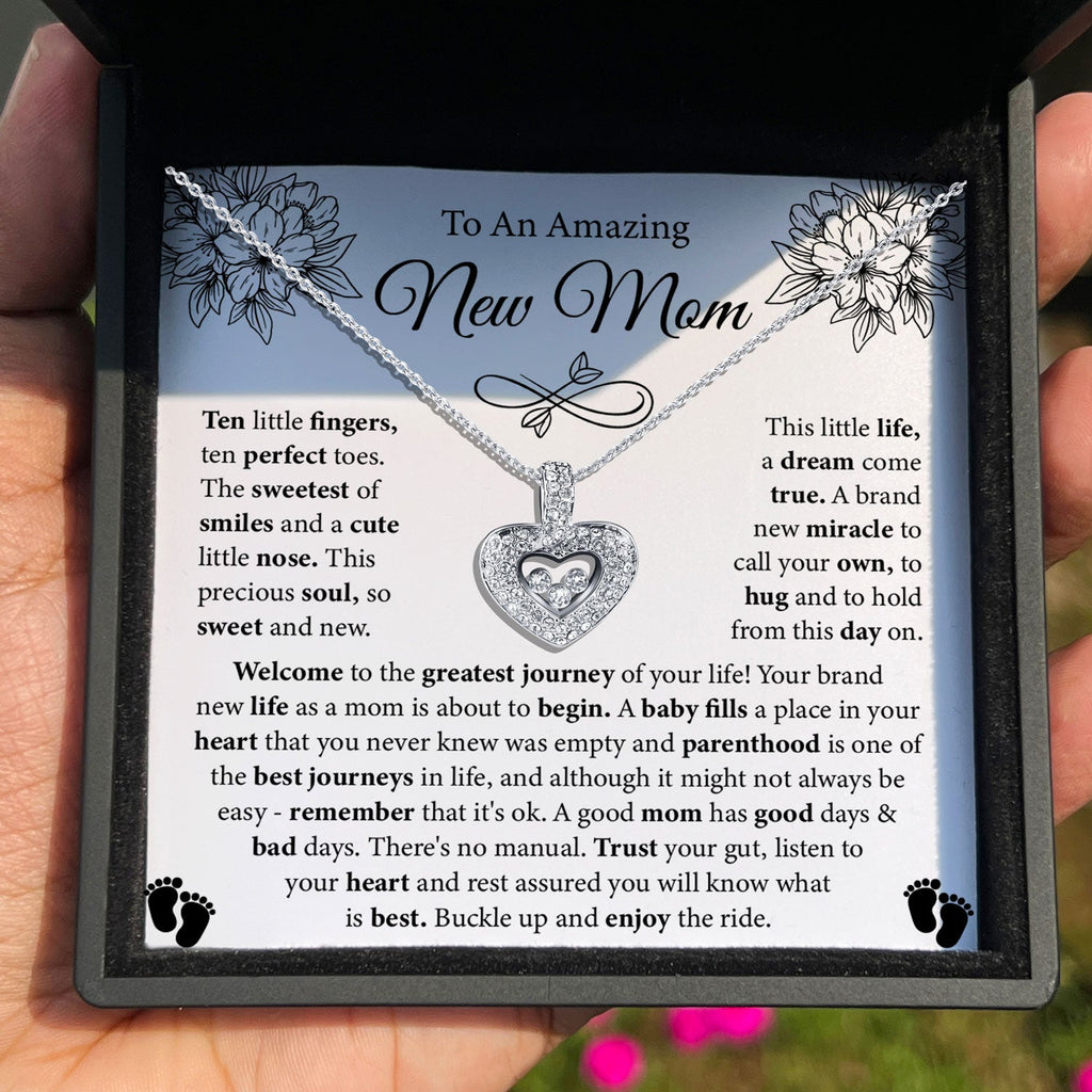 TRYNDI™ To My Amazing New Mom Floating Heart Necklace With Authentic Swarovski Crystals