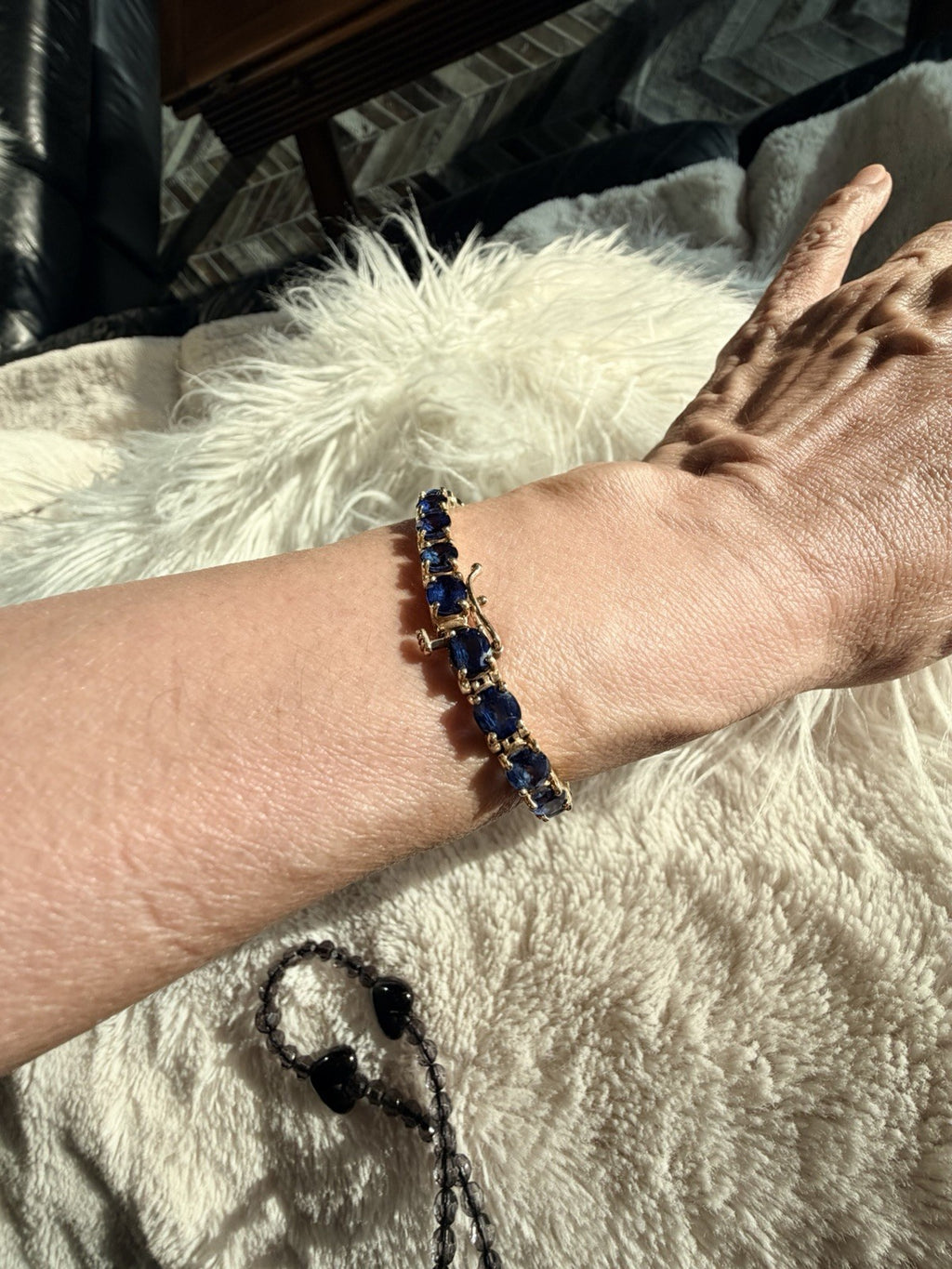 21.25ct Natural Blue Sapphire Tennis Bracelet 14K Yel Gold 25 Oval Stones 7.25”