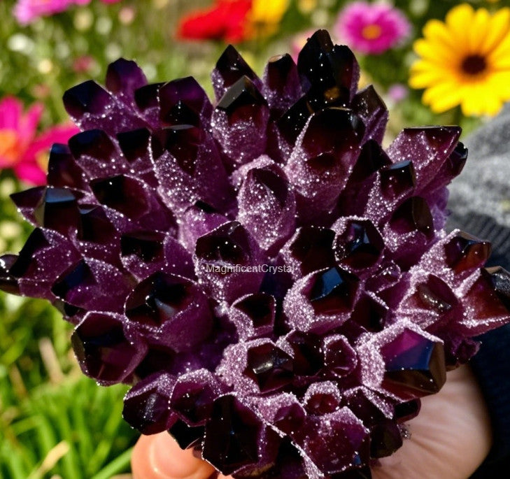 Rare DARK PURPLE Amethyst Quartz Cluster Natural Crystal