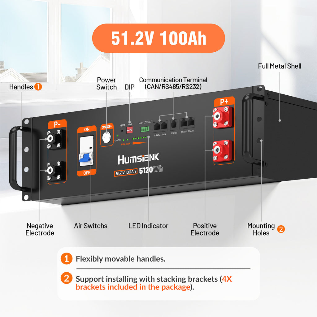 5.12KWh 48V 100Ah Server Rack LiFePO4 Battery BYD Home Storage Off-Grid UL 1973