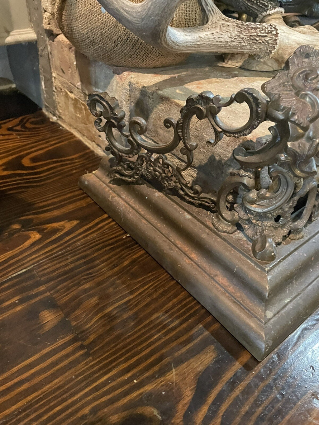 Antique French Baroque Rococo Fireplace Hearthware Screen & Fender 3-PC