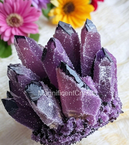 Rare DARK PURPLE Amethyst Quartz Cluster Natural Crystal