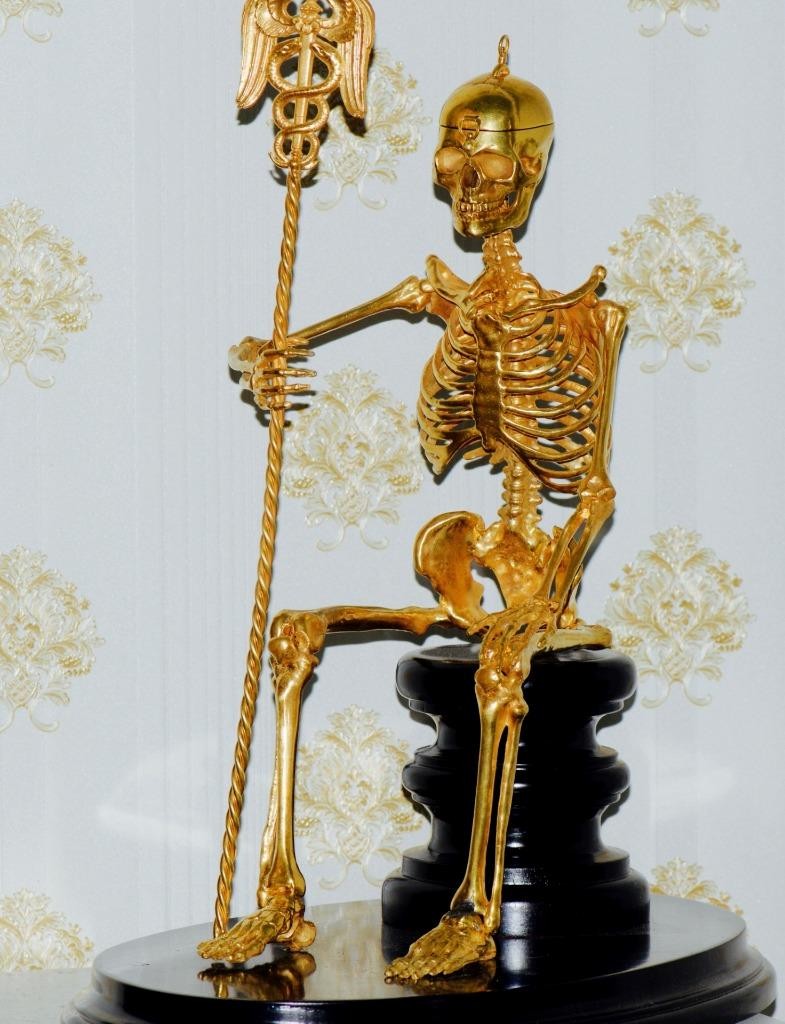 Antique c.1790s Memento Mori Skeleton Doctor's Verge Fusee Clock | 18k Ormolu