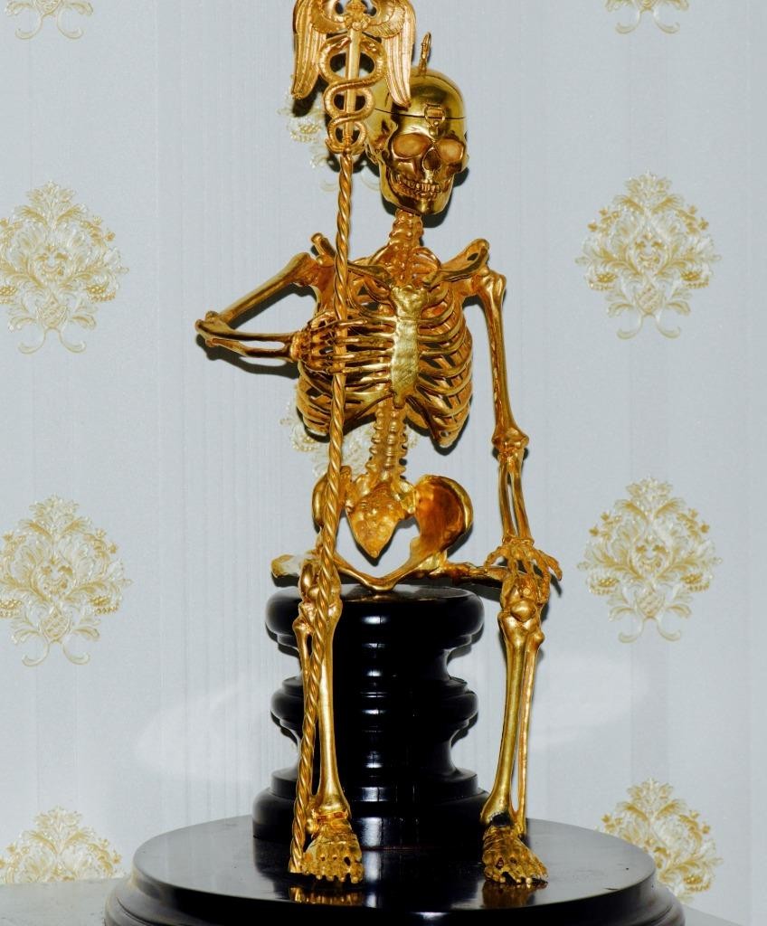 Antique c.1790s Memento Mori Skeleton Doctor's Verge Fusee Clock | 18k Ormolu