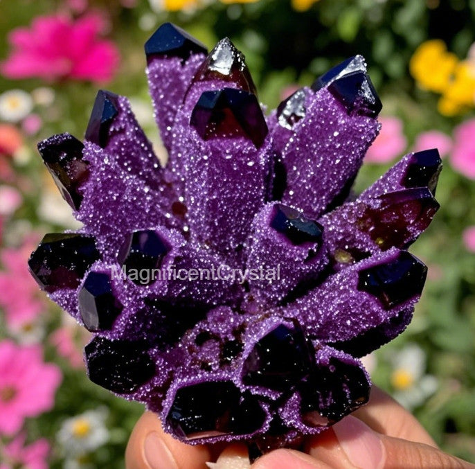 Rare DARK PURPLE Amethyst Quartz Cluster Natural Crystal